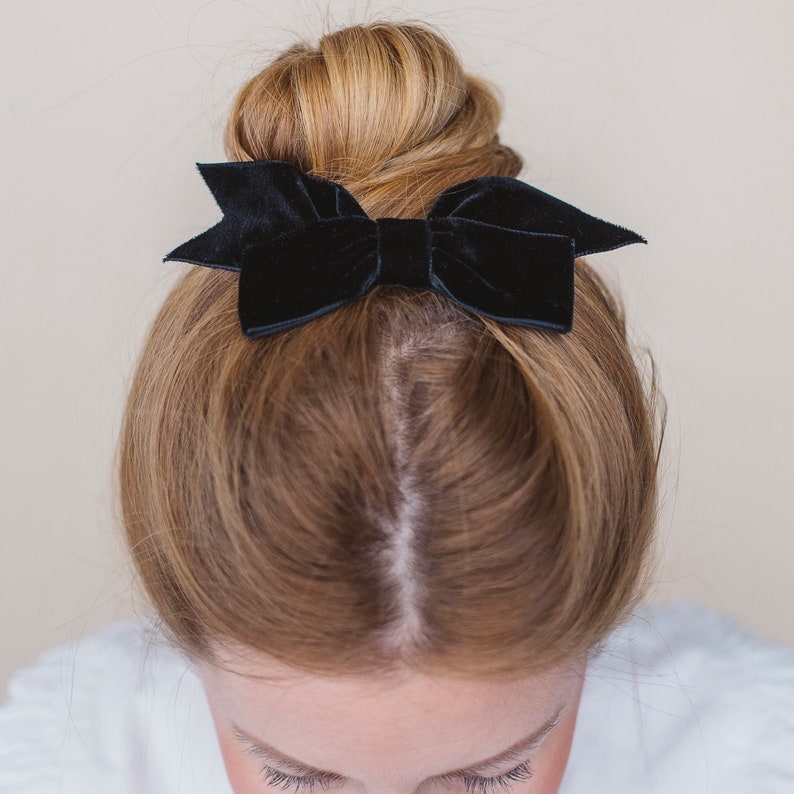 Black Velvet Ribbon Bow Hair Clip Classic Black Velvet Hair Etsy UK