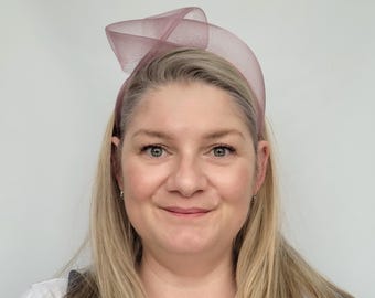 Dusky Pink Crinoline Knot Headband, Dusky Pink Fascinator Headband, Pink Statement Headband, Pink Bandeau Headband, Pink Wedding Fascinator