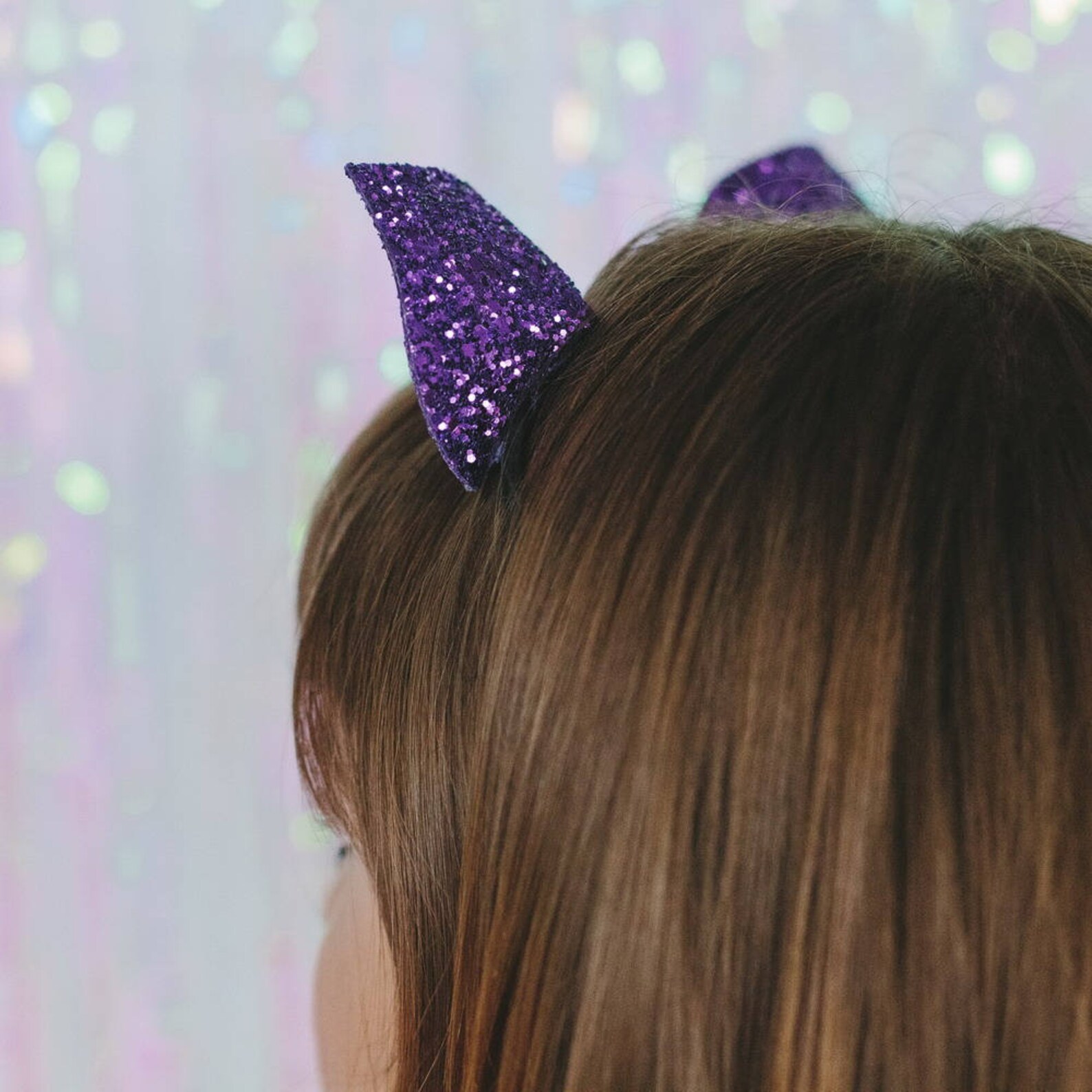 Purple Glitter Cat Ears Headband Halloween Glitter Cat Ears Etsy