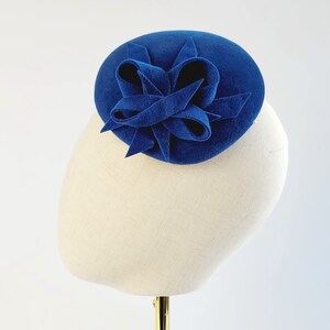 Royal Blue Felt Percher Hat with Loops, Blue Cocktail Hat, Blue Race Day Hat, Blue Occasion Hat, Blue Cheltenham Hat, Blue Felt Wedding Hat image 9