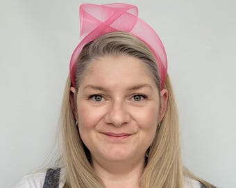 Fuchsia Pink Crinoline Knot Headband, Fuchsia Pink Fascinator Headband, Pink Statement Headband, Pink Wedding Fascinator, Vegan Headband