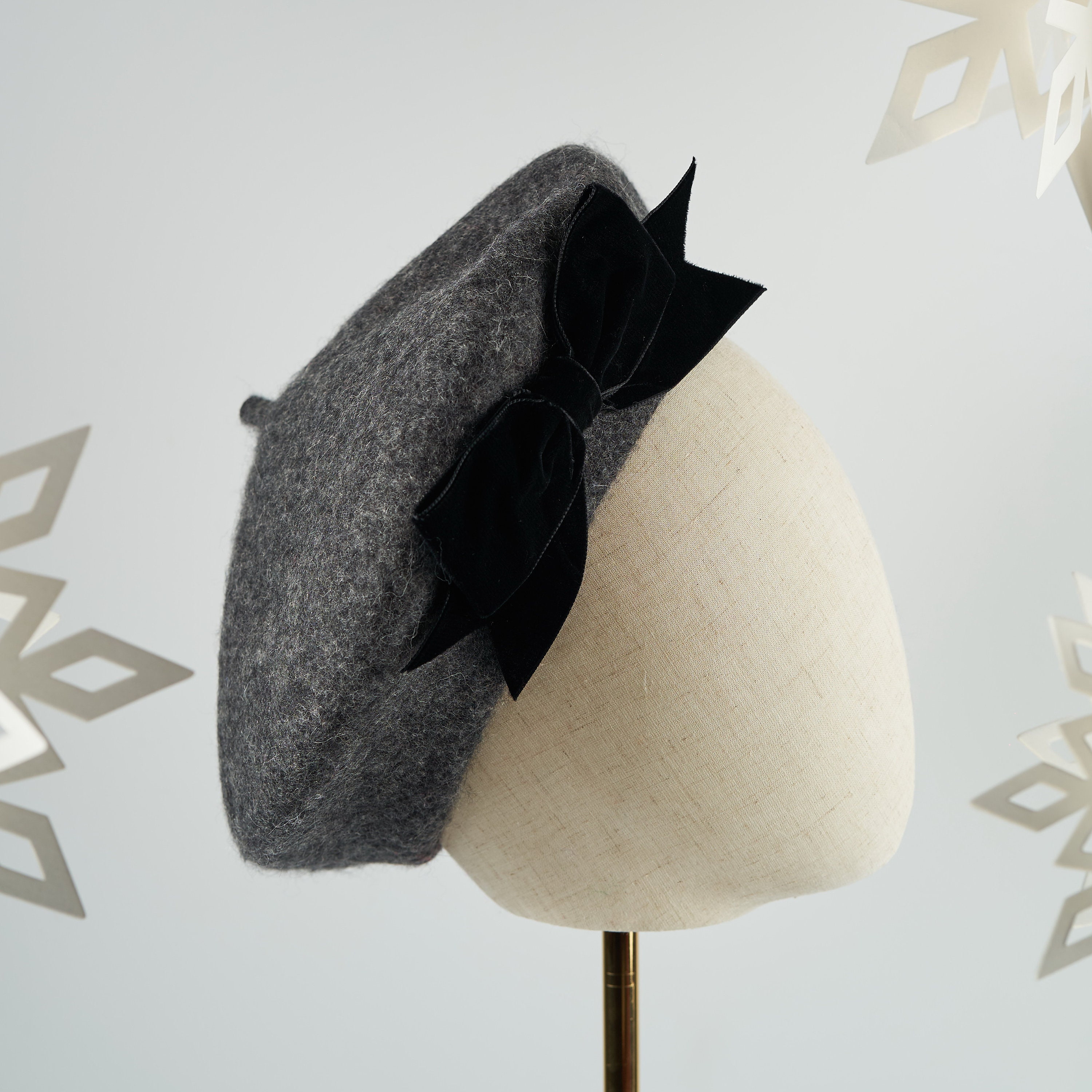 Grey And Charcoal Black Hat With A Grey Bow main image 1