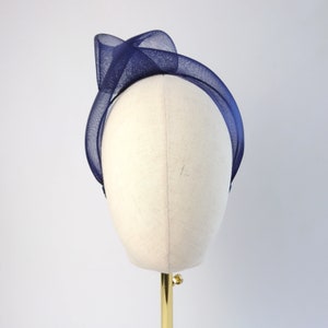 Navy Blue Minimalist Fascinator, Modern and Contemporary Occasion Headwear for Formal Events