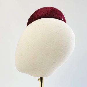 Maroon Felt Hat with Embroidery, Wine Red Cocktail Hat, Burgundy Red Wedding Hat, Red Race Day Hat, Red Occasion Hat, Cheltenham Races Hat image 7