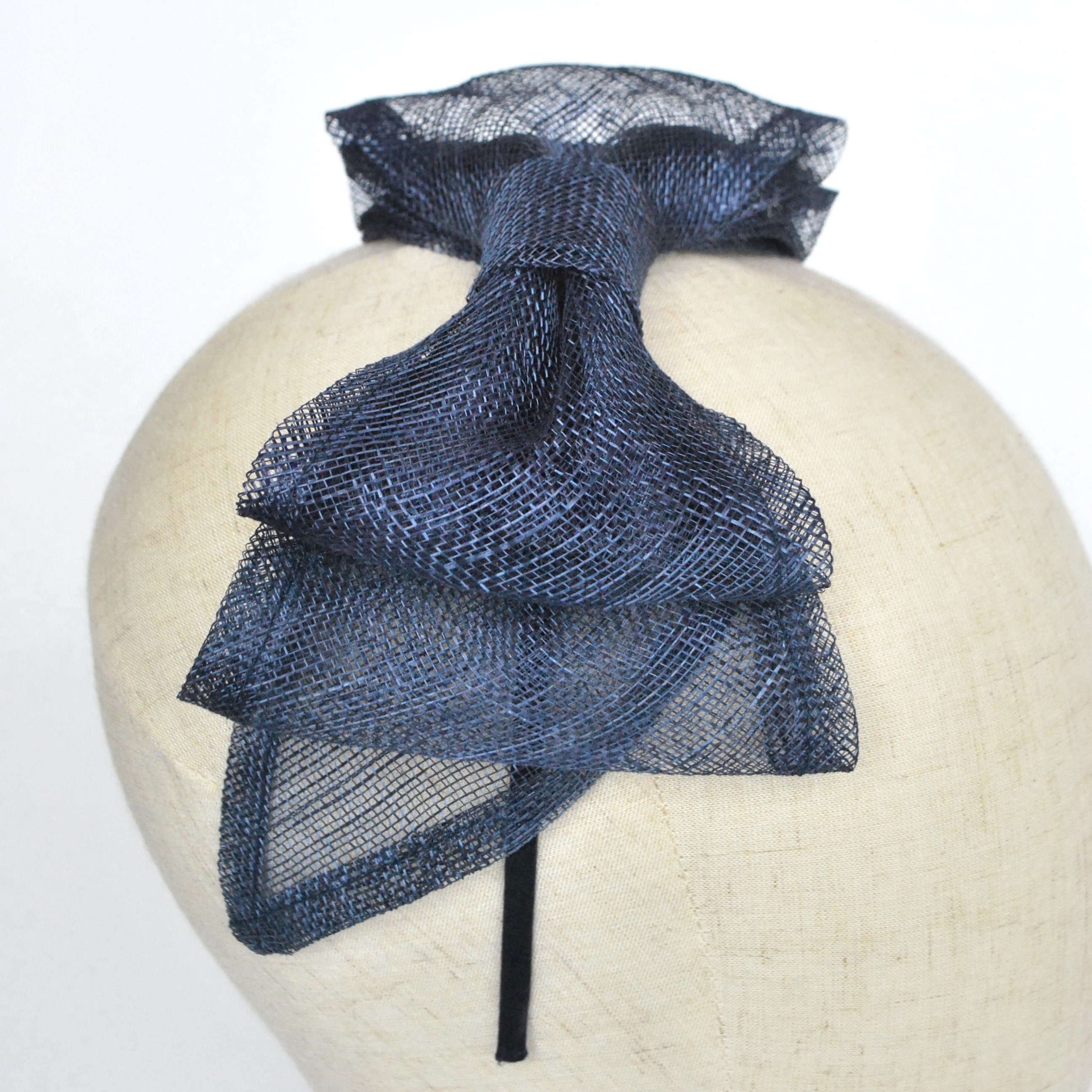 large navy fascinator