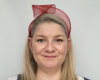 Wine Red Crinoline Knot Headband, Wine Red Fascinator Headband, Wine Red Statement Headband, Wine Bandeau Headband, Wine Wedding Fascinator