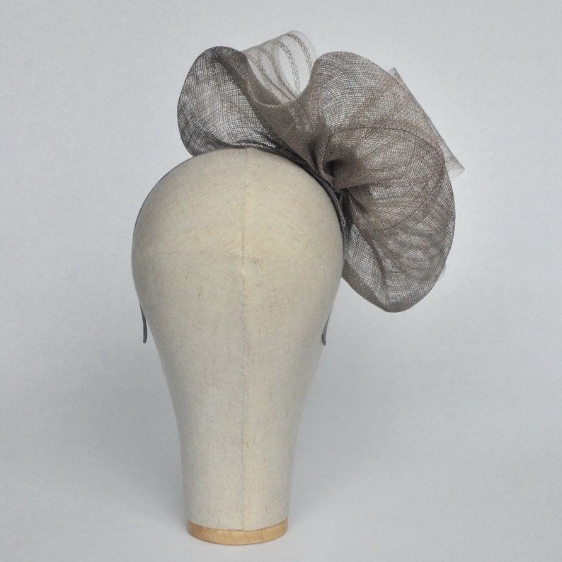 Silver Grey Disc Saucer Fascinator with Crinoline and Rose Etsy