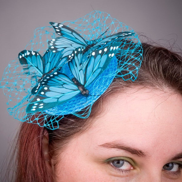 Turquoise Fascinator- Turquoise Butterfly -Small