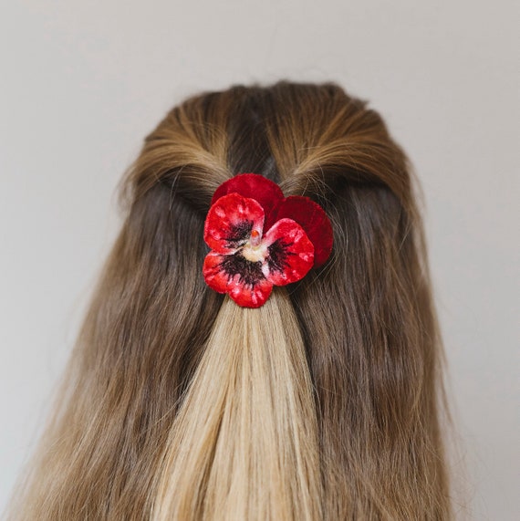 Large red sale flower hair clip