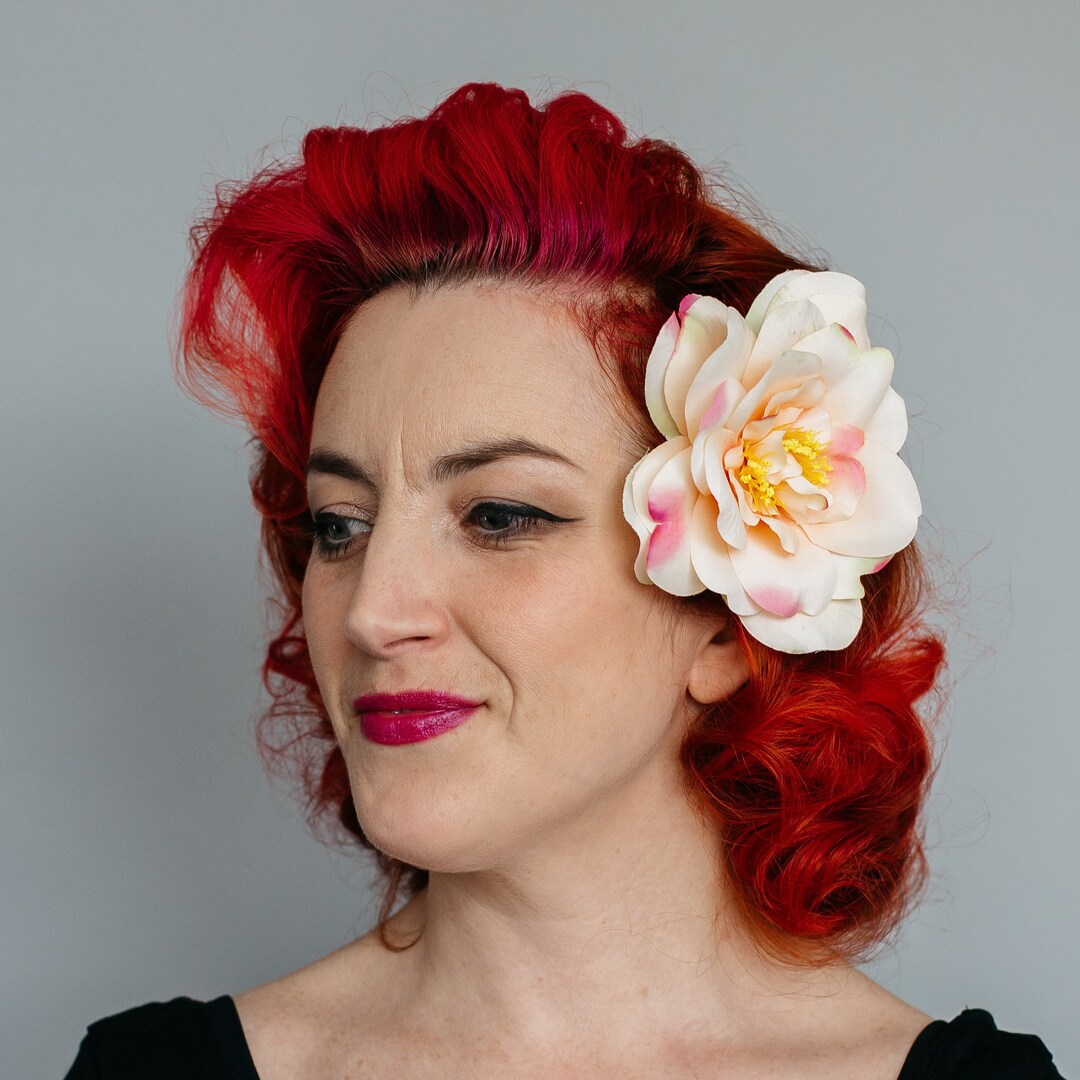 Peach Rugosa Rose Flower Hair Clip Vintage Style Peach Flower Etsy