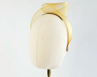 Mustard Yellow Modern Fascinator, Minimalist and Contemporary Occasion Headwear for Formal Events