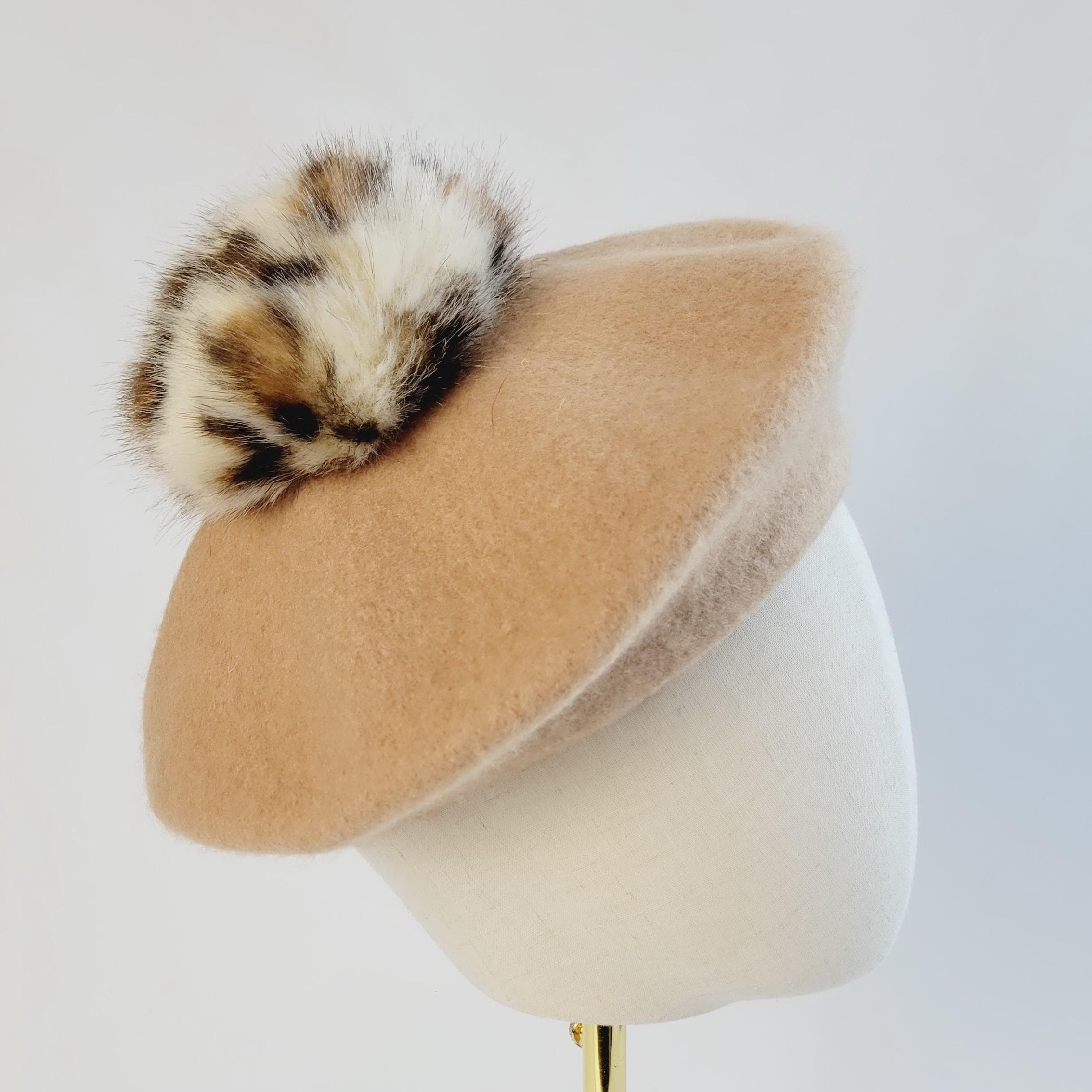 Fur Pom Pom Beret - Etsy display picture 2
