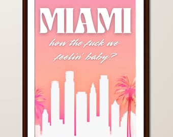 Póster con la letra de John Summit Miami / Arte mural de música EDM (descarga digital)