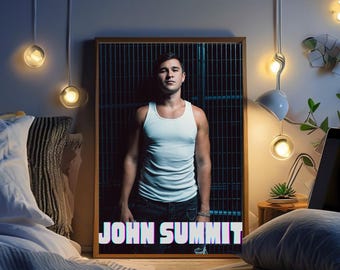 Arte mural de John Summit / Póster de retrato de DJ / Impresión de música EDM moderna / Decoración de música dance