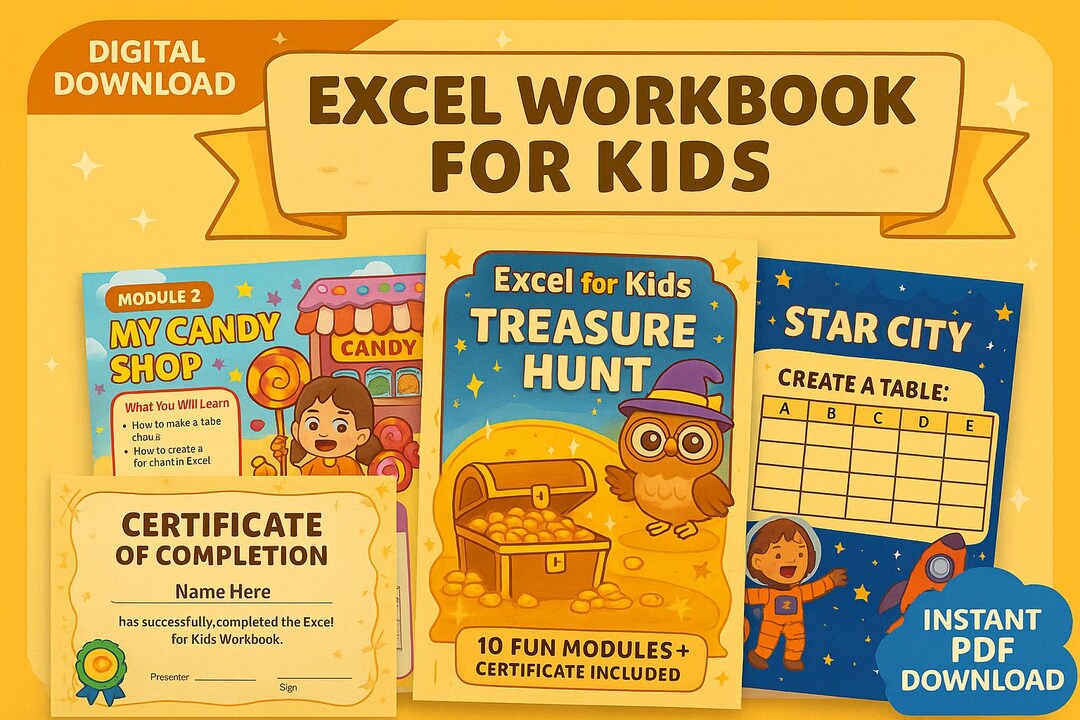 Kids Excel Workbook (PDF) | Printable Activity Sheets | Parent Guide ...
