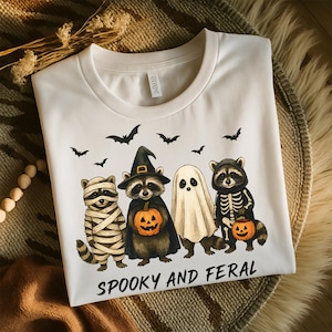 Spooky and Feral Raccoon PNG | Cute Halloween Raccoon Ghost PNG | Funny Feral Girl Shirt Design | Halloween Sublimation PNG for Shirts & Mug