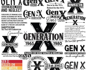 Generation X SVG Bundle | Funny Gen X Shirt Designs | 80s-Inspired SVG PNG  | Gen X Quotes for Cricut & Sublimation | Digital Download