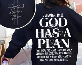 Jeremiah 29:11 SVG PNG, God Has A Plan Shirt Design, Christian Faith Bible Verse PNG, Jesus Front Back Sublimation Design, Digital Download