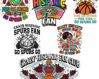 Hispanic Basketball Fan PNG Bundle | Retro Fiesta Sports Designs | San Antonio Game Day Shirt PNG Set