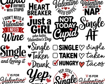 Anti Valentine SVG PNG Bundle | Retro & Trendy Valentine SVG | Funny Sarcastic Valentine | Sublimation Designs Digital Download