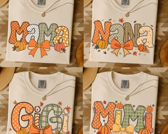Höstmamma PNG-paket | Höstpumpamamma | Mysiga höstvibbar PNG | Preppy höst Mimi Gigi Nana PNG | Thanksgiving sublimeringsdesigner