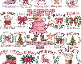 Retro Christmas PNG Bundle | Trendy Christmas PNG | Merry Christmas PNG | Funny Holiday Designs | Vintage Christmas Clipart | Digital