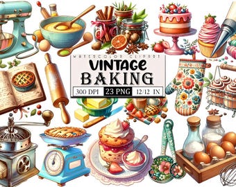 Kitchen Clipart Bundle | Cooking & Baking PNGs | Rustic Kitchen Utensils Clipart | Food and Bakery Sublimation Designs