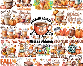 Herfstkoffiedrank PNG-bundel | Pumpkin Spice Latte, png PNGEgg | Sublimatieontwerpen herfstkoffie | Gezellig herfstdrankje, png-bestand voor shirts en mokken