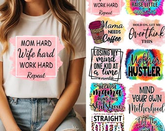 Mama PNG-Bundle | Lustige Mutter PNG | Muttertags-Sublimationsdesigns | Mama Leben | Mama Zitate PNG | Digitaler Download für Shirts, Tassen