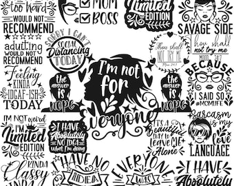 Funny SVG Bundle | Sarcastic SVG Bundle | Funny Quotes  Silhouette | Humor & Sarcasm Shirt SVG