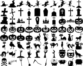 Halloween SVG PNG Bundle | Spooky Season Clipart | Pumpkins, Ghosts, Bats & Witches | Cricut and Silhouette Cut Files | Digital Download