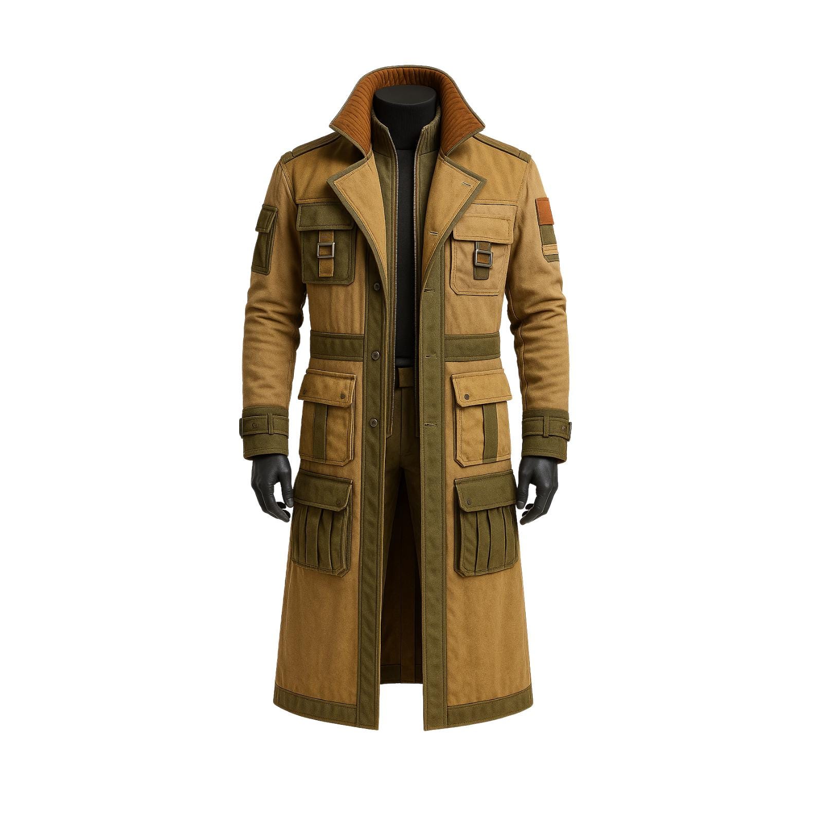 ジャケット・アウター Botter Multi Pocket Utility Trench Coat Men's Adventure Tactical Coat – Heavy Fabric Long Utility Jacket