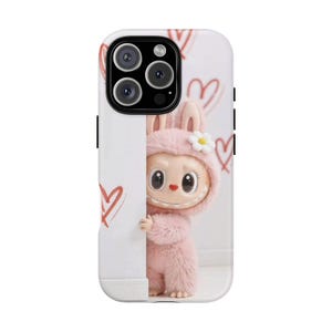 Cute Bunny Phone Case, Adorable Animal Phone Cover, Kids Gift, Valentine&#39;s Day, Fun & Playful Design, Heart Theme