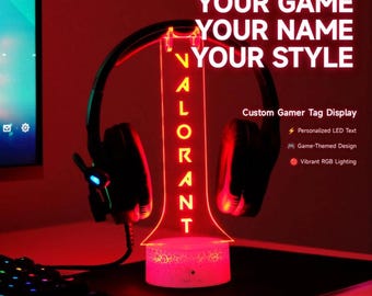 Personalized LED Headphone Stand – Custom Gamertag Light for Gamers and Streamers