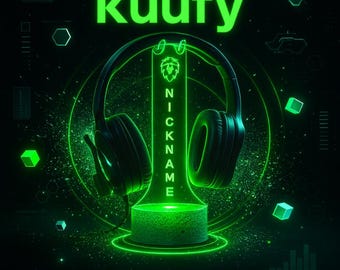 Personalized LED Headphone Stand with Lights - Custom Headphone Display - Gamer Desk Organizer