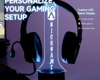 Custom RGB LED Headphone Stand with Personalized Gamertag