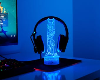 Personalized LED Gaming Headset Stand: RGB Remote & Touch Control