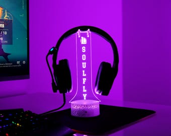 Personalized Gaming Headphone Stand - Custom Gamer Tag Headset Station