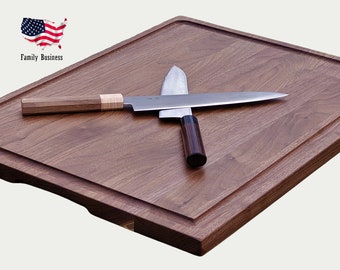 Large Walnut Cutting Board Custom Cutting Board Juice Groove Well USA Made Wedding Anniversary Housewarming