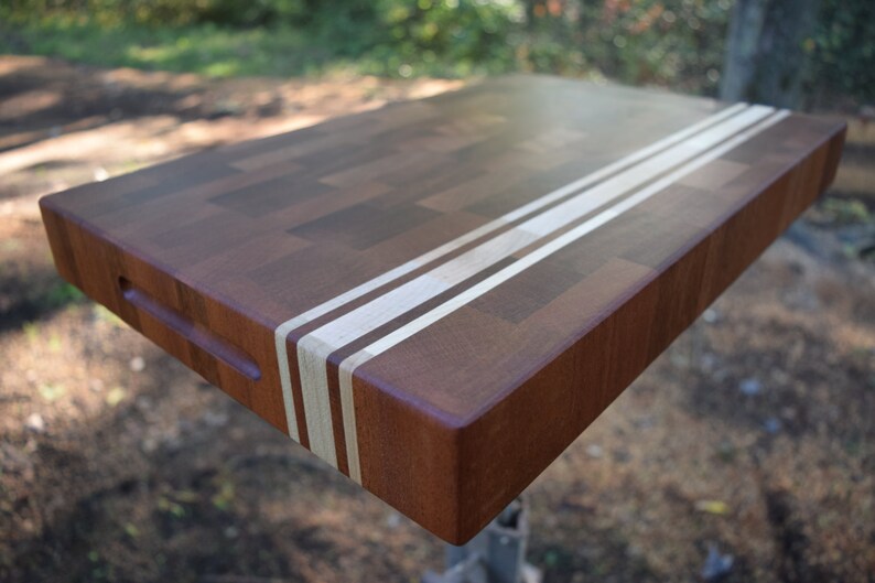 End Grain Cutting Board Maple Mahogany Mix Butcher Block Etsy