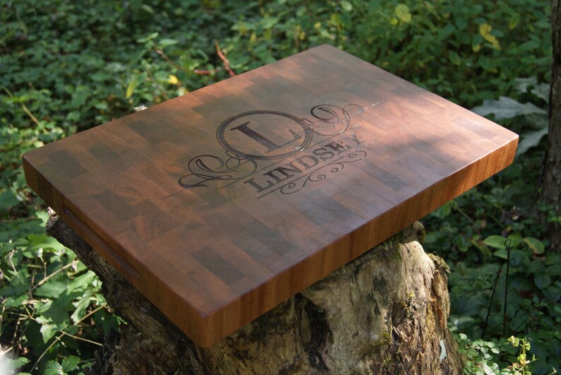 Personalized Engraved Cutting Board Butcher Block Sapele Etsy