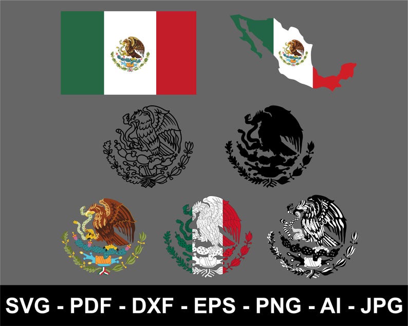 Mexico Flag Svg, Original Colors, Mexico Flag Svg Png, Commercial Use For Print On Demand, Cut Files For Cricut, Digital Download, Trendy