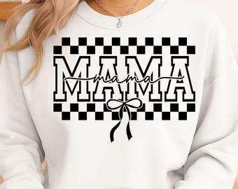 Mama Checkered Coquette Bow Svg, Mama Life Svg, Retro Mama Png, Mother’s Day Svg, Coquette Mama Png, Mama Bow Sublimation, Gift For Mom
