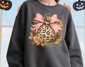 Leopard Coquette Bow Pumpkin PNG, Halloween Coquette Pumpkin Png, Pumpkin PNG, Preppy Pumpkin Png, Halloween Pumpkin Png, Autumn Sublimation