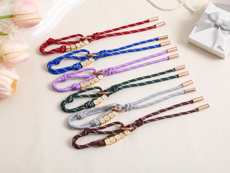 Custom Name Rope Bag Charm, Handmade Name Keychain, Paracord Accessory, Purse Rope Decor, Gift for Her image 14