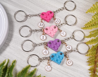 Personalized Heart Keychain Set, Initial Heart Keyring, Initials Matching keychains for Her/ Friend/Couple, Couple Boyfriend Girlfriend Gift