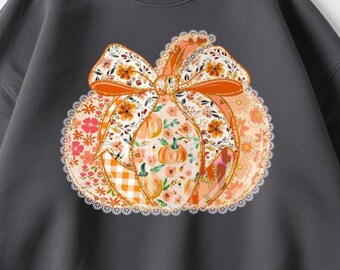 Floral Fall Pumpkin PNG, Boho Pumpkin Bow Png, Preppy Pumpkin Png, Pumpkin Png, Halloween Pumpkin Png, Autumn Sublimation,Pumpkin Season Png