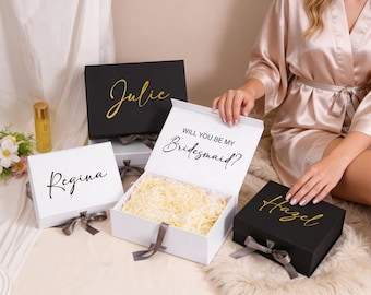 Scatola regalo personalizzata per la proposta di damigella d'onore, scatola ricordo personalizzata con nome, sacchetto per bomboniere per il ricevimento nuziale.