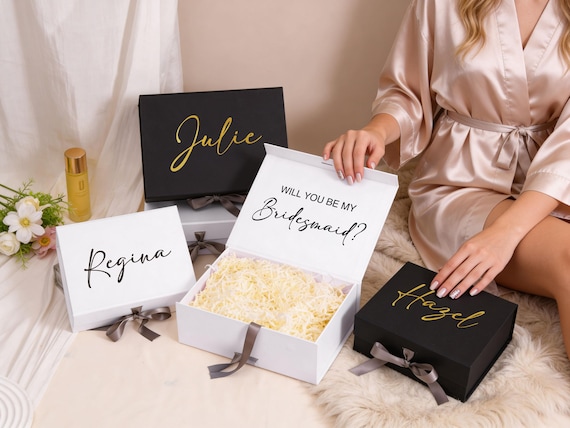 Custom Bridesmaid Proposal Gift Box, Personalized Name Keepsake Box, Bridal Party Favor Bag