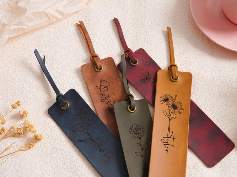 Personalized Leather Bookmarks, Engraved Leather Bookmark, Gift for ...